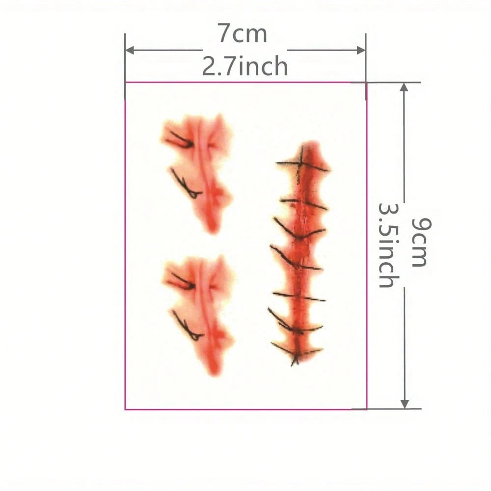 1pc Halloween Fake Scar Tattoo Sticker, Waterproof Long-Lasting Arm Body Art Temporary Tattoo For Halloween Party