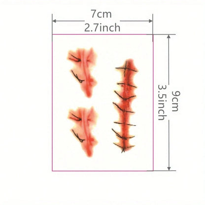 1pc Halloween Fake Scar Tattoo Sticker, Waterproof Long-Lasting Arm Body Art Temporary Tattoo For Halloween Party