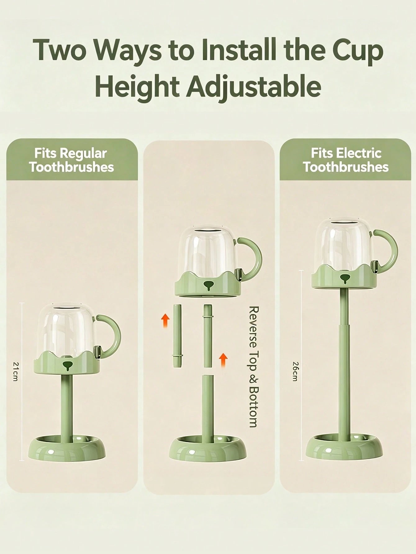 1pc Handle Dust-Proof Mouthwash Cup Integrated Storage Rack, Plastic Children Toothbrush Holder, Bathroom Countertop Baby Wash Basin Organizer