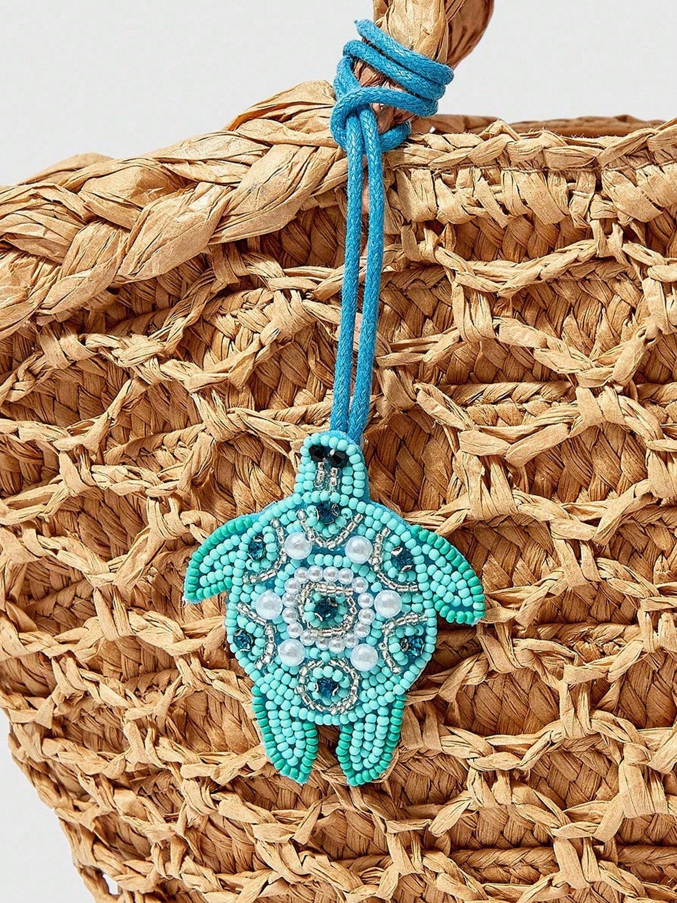 1pc Handmade Beaded Ocean Style Vacation Elements Blue Turtle, Jellyfish, Starfish, Crab, Tropical Fruit Sequin Leather Pendant, Beach