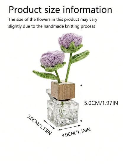 1PC Handmade Crocheted Rose Flower Perfume Bottle, Exquisite Decorative Ornament