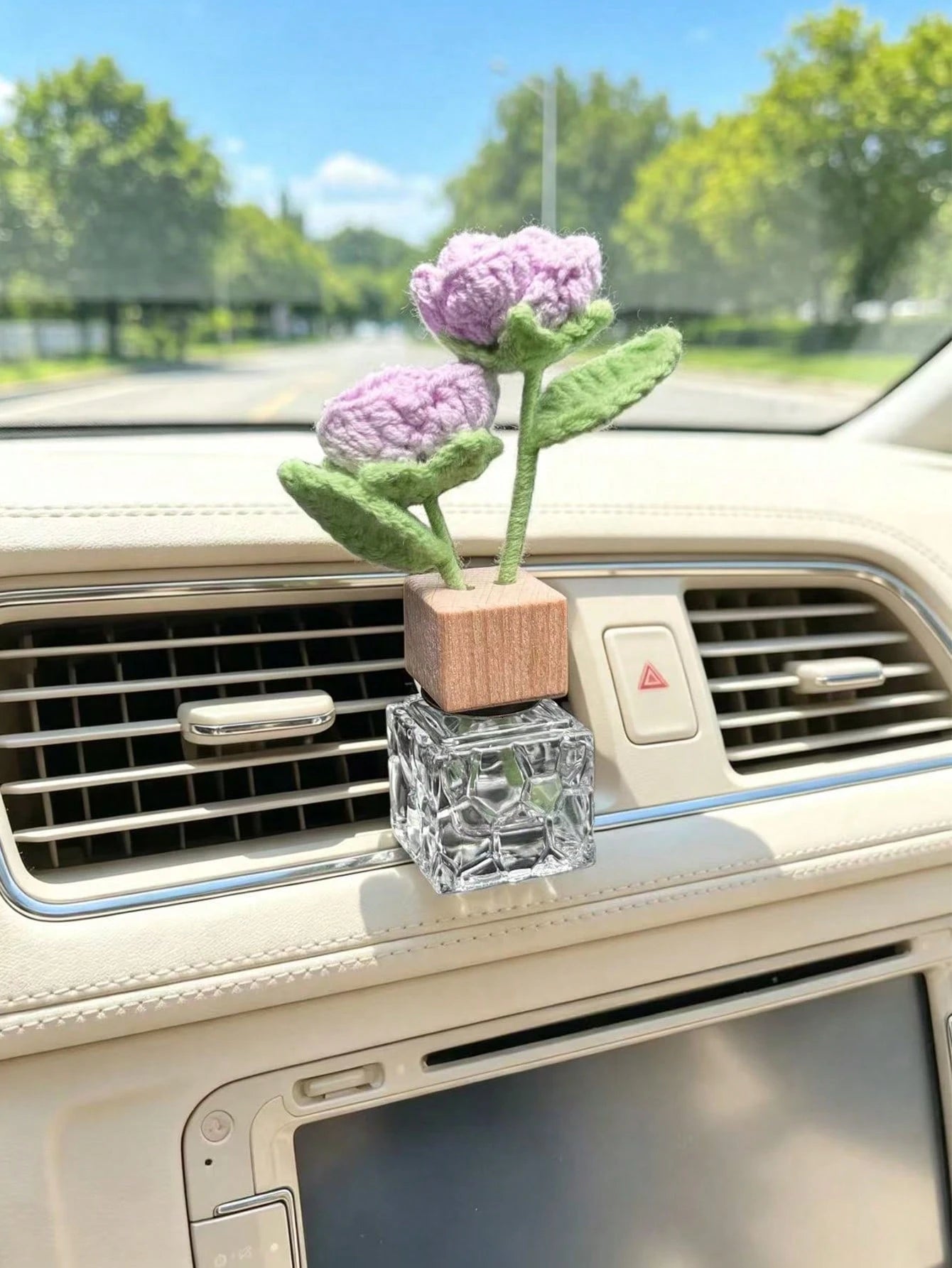 1PC Handmade Crocheted Rose Flower Perfume Bottle, Exquisite Decorative Ornament