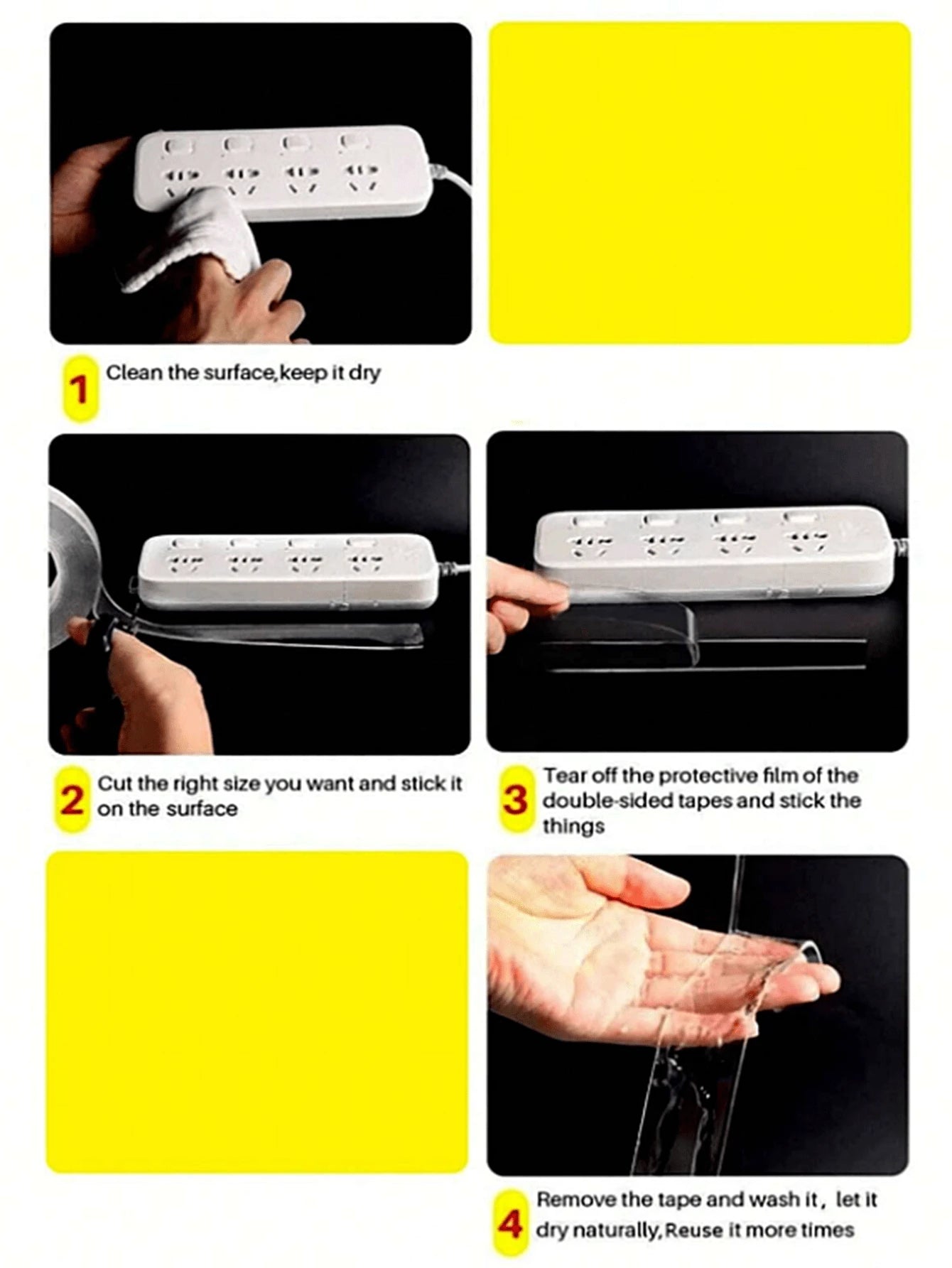 1pc Heavy Duty Double Sided Tape- Reusable, Residue-Free, Strong Adhesive, Multi-Purpose, Removable & Washable, Suitable For Home, Office & Car!1/3/5M Double Nano Tape Tracsless Double Sided Tape Tra