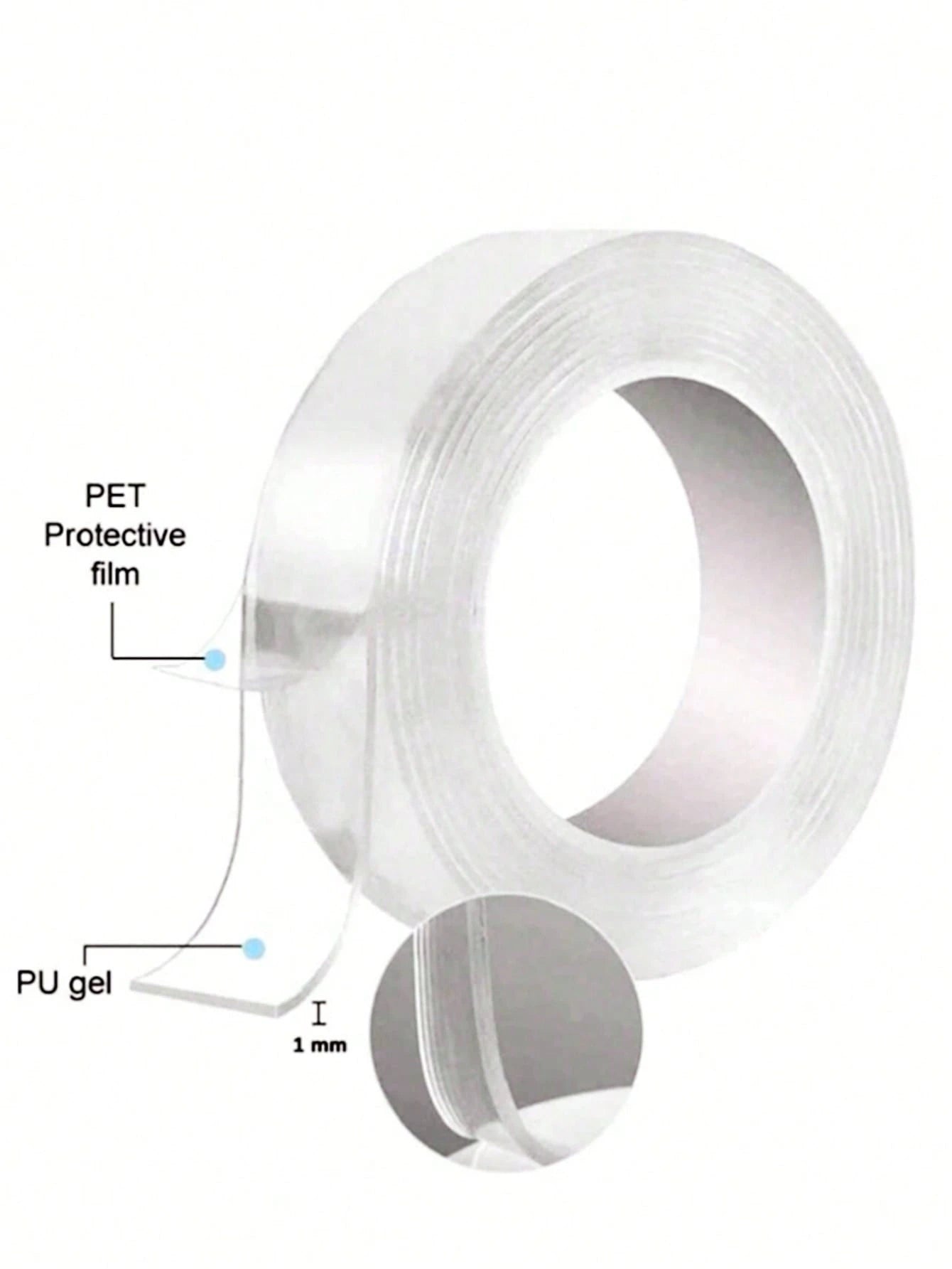 1pc Heavy Duty Double Sided Tape- Reusable, Residue-Free, Strong Adhesive, Multi-Purpose, Removable & Washable, Suitable For Home, Office & Car!1/3/5M Double Nano Tape Tracsless Double Sided Tape Tra
