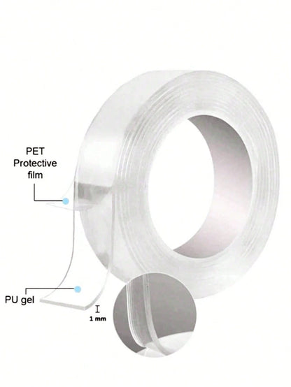 1pc Heavy Duty Double Sided Tape- Reusable, Residue-Free, Strong Adhesive, Multi-Purpose, Removable & Washable, Suitable For Home, Office & Car!1/3/5M Double Nano Tape Tracsless Double Sided Tape Tra