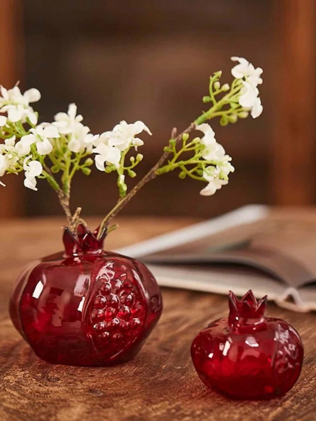 1pc High-End Glass Crafted Pomegranate Flower Vase, Desktop Decor, Flower Holder, Hydroponic Planter, Suitable For Home, Restaurant, Foyer, Gift Gifts Birthday Graduation Home Decor Room Decor Glass V
