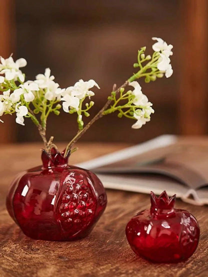 1pc High-End Glass Crafted Pomegranate Flower Vase, Desktop Decor, Flower Holder, Hydroponic Planter, Suitable For Home, Restaurant, Foyer, Gift Gifts Birthday Graduation Home Decor Room Decor Glass V