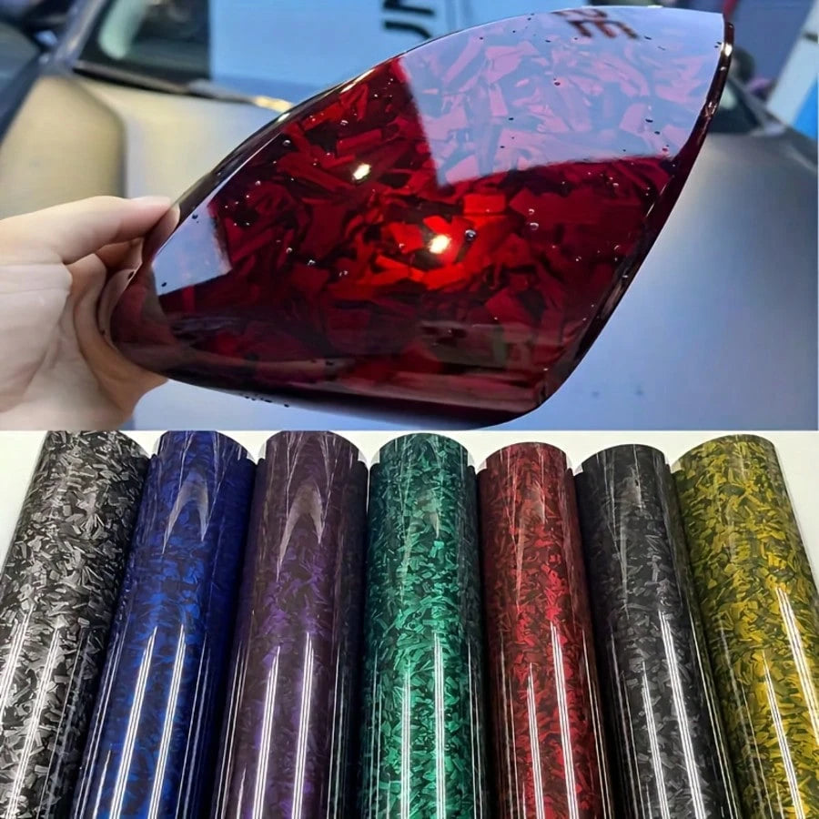 1pc Hot-Selling Premium Forged Carbon Fiber Vinyl Car Wrap Film, Ultra Glossy Forged Marble Pattern Vinyl Sticker Film With Air Release Bubble-Free, Self-Adhesive DIY Styling Car Decal Modification Wr