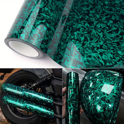 1pc Hot-Selling Premium Forged Carbon Fiber Vinyl Car Wrap Film, Ultra Glossy Forged Marble Pattern Vinyl Sticker Film With Air Release Bubble-Free, Self-Adhesive DIY Styling Car Decal Modification Wr