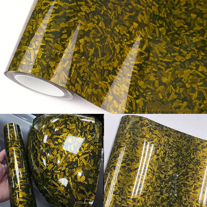 1pc Hot-Selling Premium Forged Carbon Fiber Vinyl Car Wrap Film, Ultra Glossy Forged Marble Pattern Vinyl Sticker Film With Air Release Bubble-Free, Self-Adhesive DIY Styling Car Decal Modification Wr