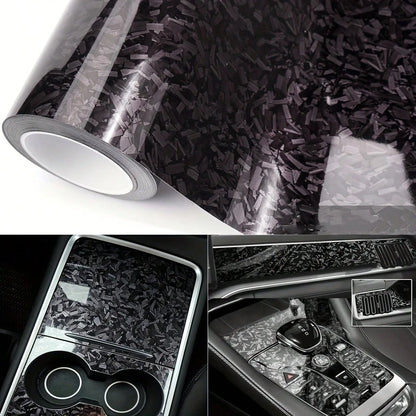 1pc Hot-Selling Premium Forged Carbon Fiber Vinyl Car Wrap Film, Ultra Glossy Forged Marble Pattern Vinyl Sticker Film With Air Release Bubble-Free, Self-Adhesive DIY Styling Car Decal Modification Wr