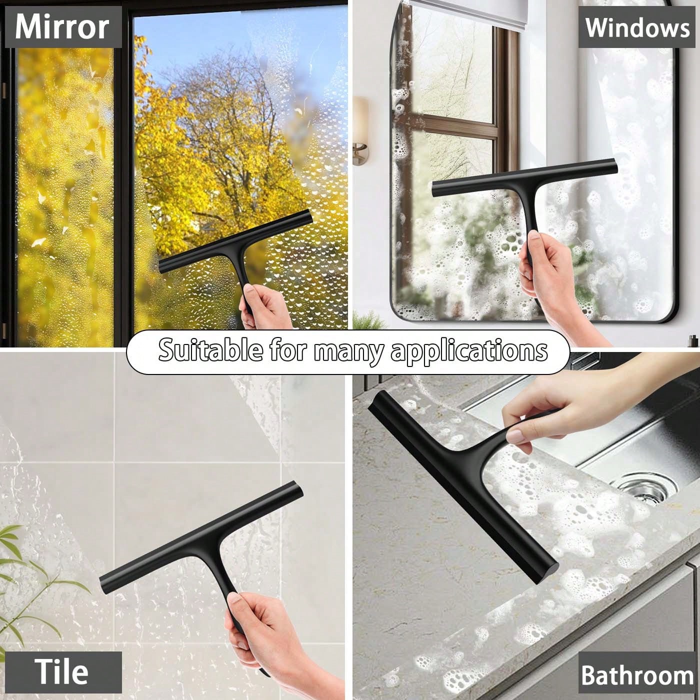 1pc Household Silicone Squeegee, All-Purpose Streak-Free Shower Squeegee For Glass Doors, Bathroom Windows, Bathroom Mirrors, Kitchen Mirror, Tiles, Shower Door And Car Windows, Handheld Glass Wiper
