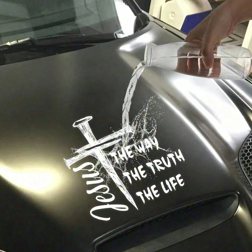 1pc Jesus Nail Cross Car Window Vinyl Sticker, The Way The Truth The Life Christian Decal, 5.8/9.15 Inches, Waterproof UV Resistant Outdoor Decor, Suitable For SUV Truck Van Rear Window, Removable Rel