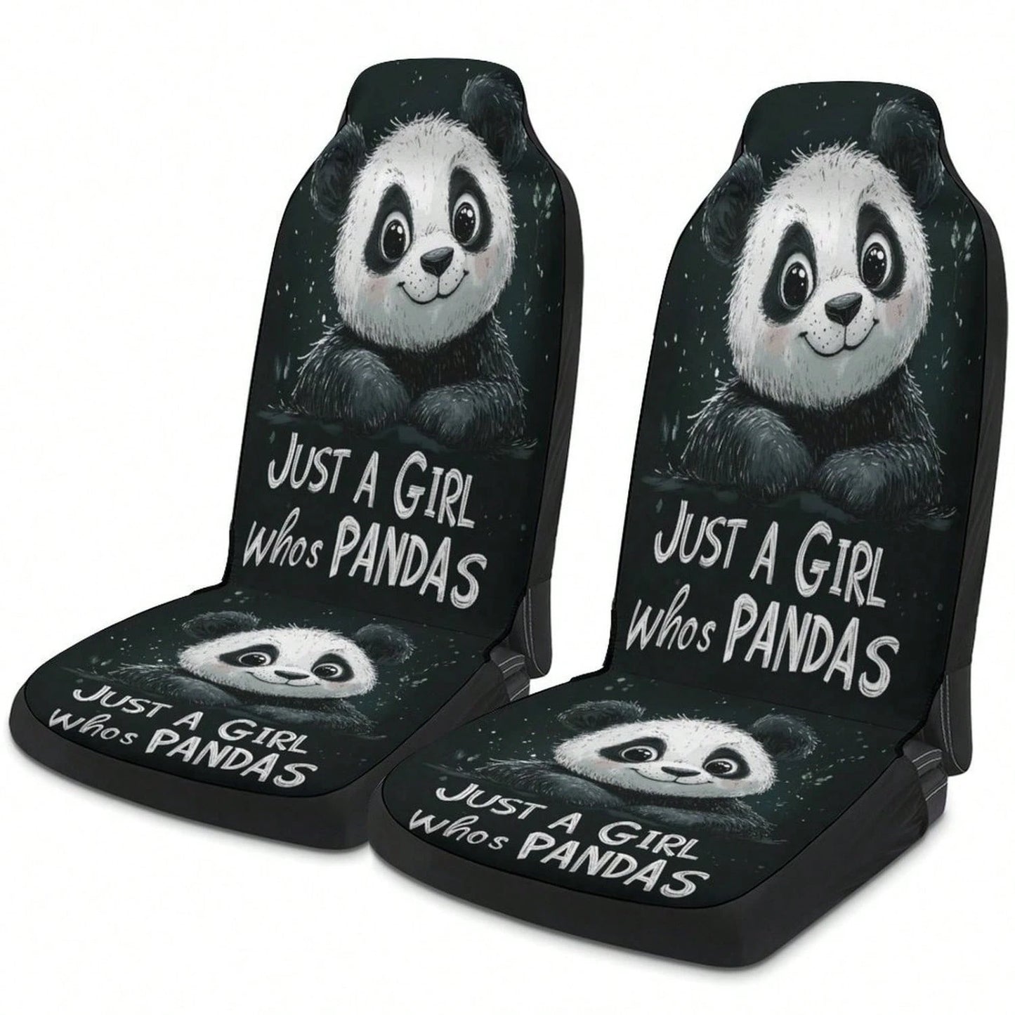 1PC Just A Girl Who Loves Pandas Car Seat Covers, Aesthetic Cute Panda Car Accessories, Unique Panda Lover Car Decor,Universal Car Seat Cushion Set,Suitable For Cars, SUVs, And Trucks,Perfect For Holi
