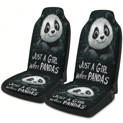 1PC Just A Girl Who Loves Pandas Car Seat Covers, Aesthetic Cute Panda Car Accessories, Unique Panda Lover Car Decor,Universal Car Seat Cushion Set,Suitable For Cars, SUVs, And Trucks,Perfect For Holi