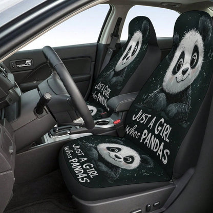1PC Just A Girl Who Loves Pandas Car Seat Covers, Aesthetic Cute Panda Car Accessories, Unique Panda Lover Car Decor,Universal Car Seat Cushion Set,Suitable For Cars, SUVs, And Trucks,Perfect For Holi