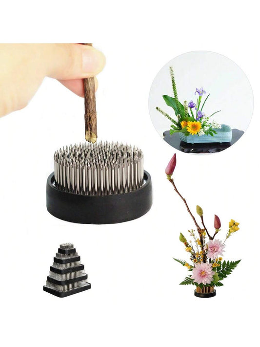 1pc Kenzan Ikebana Needle Holder Base, Japanese Floral Arranging Tool, Copper & Steel Needle Flower Frog, Traditional Chinese Floral Design Equipment,Home Decor,Flower Vase,Centerpiece,Table Decor Gif