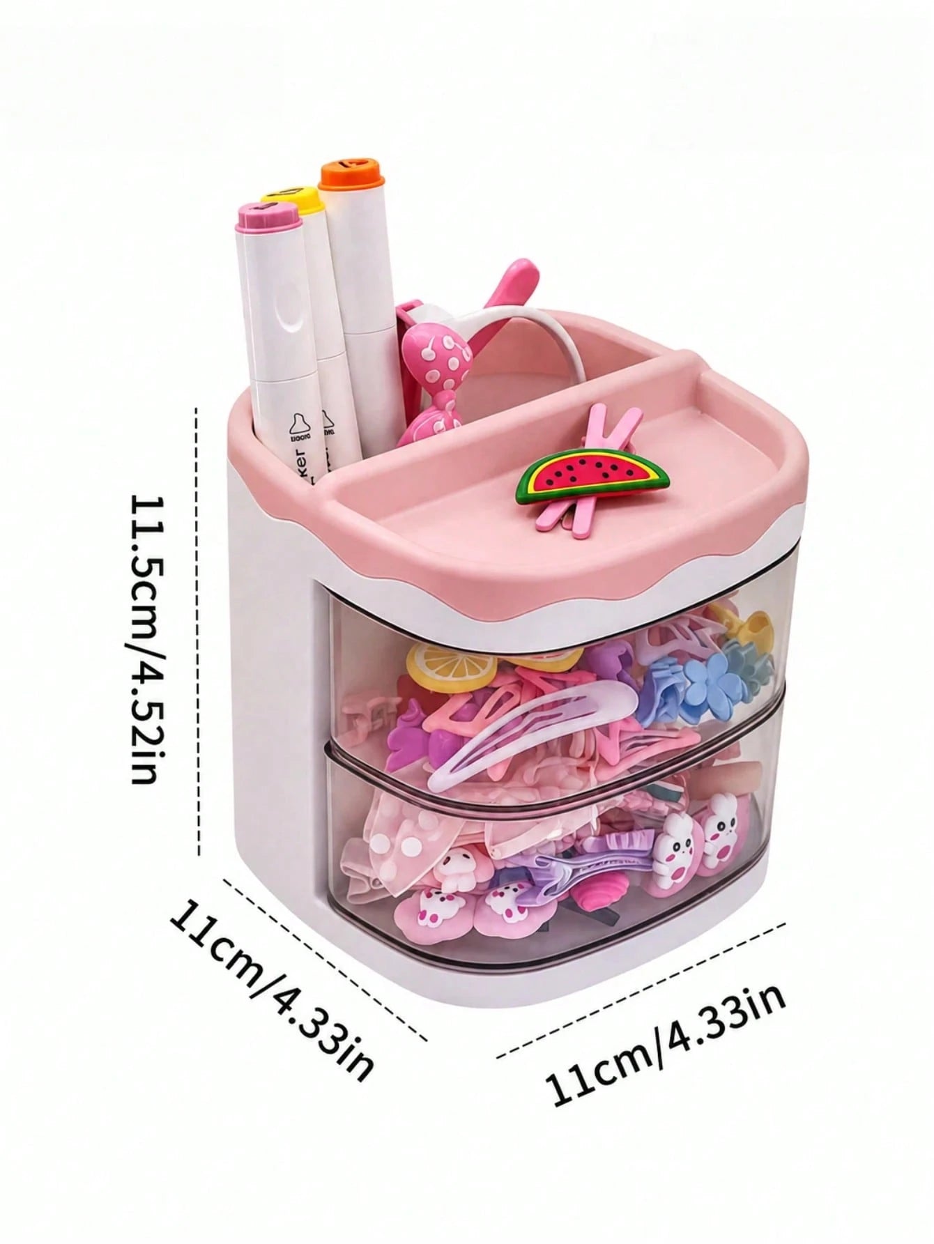 1pc Kids Hair Accessories Storage Box, 2-Tier Rotating Desktop Organizer With Transparent Dividers, Suitable For Hair Clips, Rubber Bands, Headbands And Jewelry Storage, Back To School