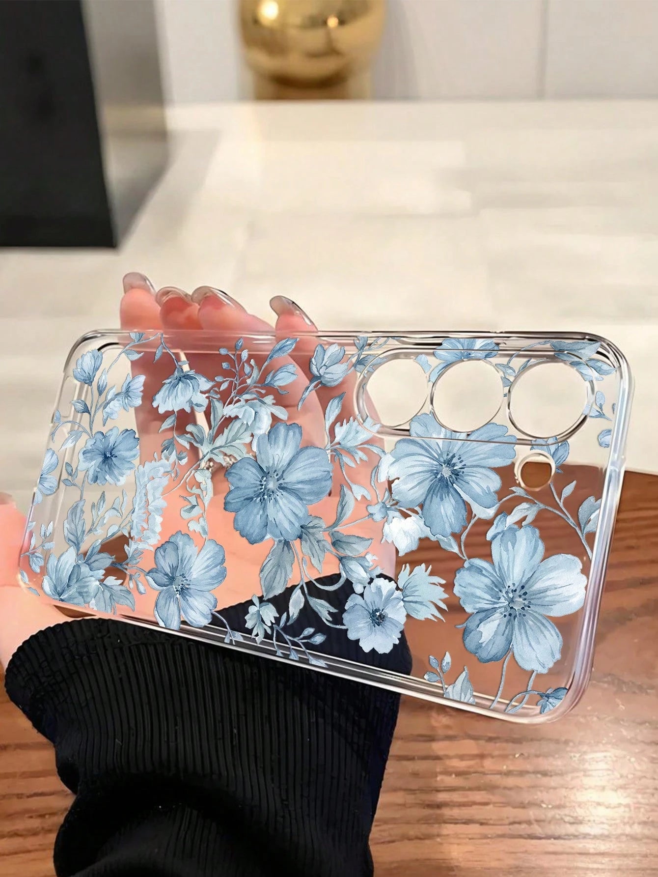 1pc Lucky Blue Flower Soft Phone Case, Compatible With Huawei Honor, Compatible With Redmi, Compatible With Galaxy A04e/12/A13/A14/A34/A50/A52/A53/A54/S21/S22/S23/S24/S25/S25Ultra, 6A/7A/8A, 12T/13T,I