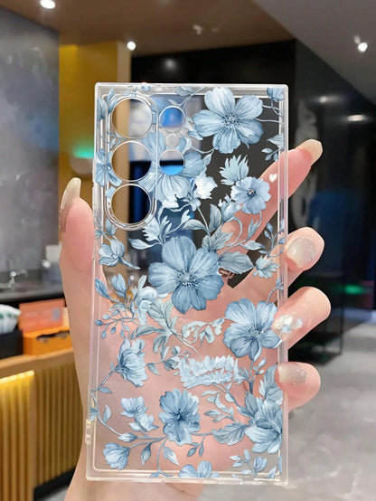 1pc Lucky Blue Flower Soft Phone Case, Compatible With Huawei Honor, Compatible With Redmi, Compatible With Galaxy A04e/12/A13/A14/A34/A50/A52/A53/A54/S21/S22/S23/S24/S25/S25Ultra, 6A/7A/8A, 12T/13T,I