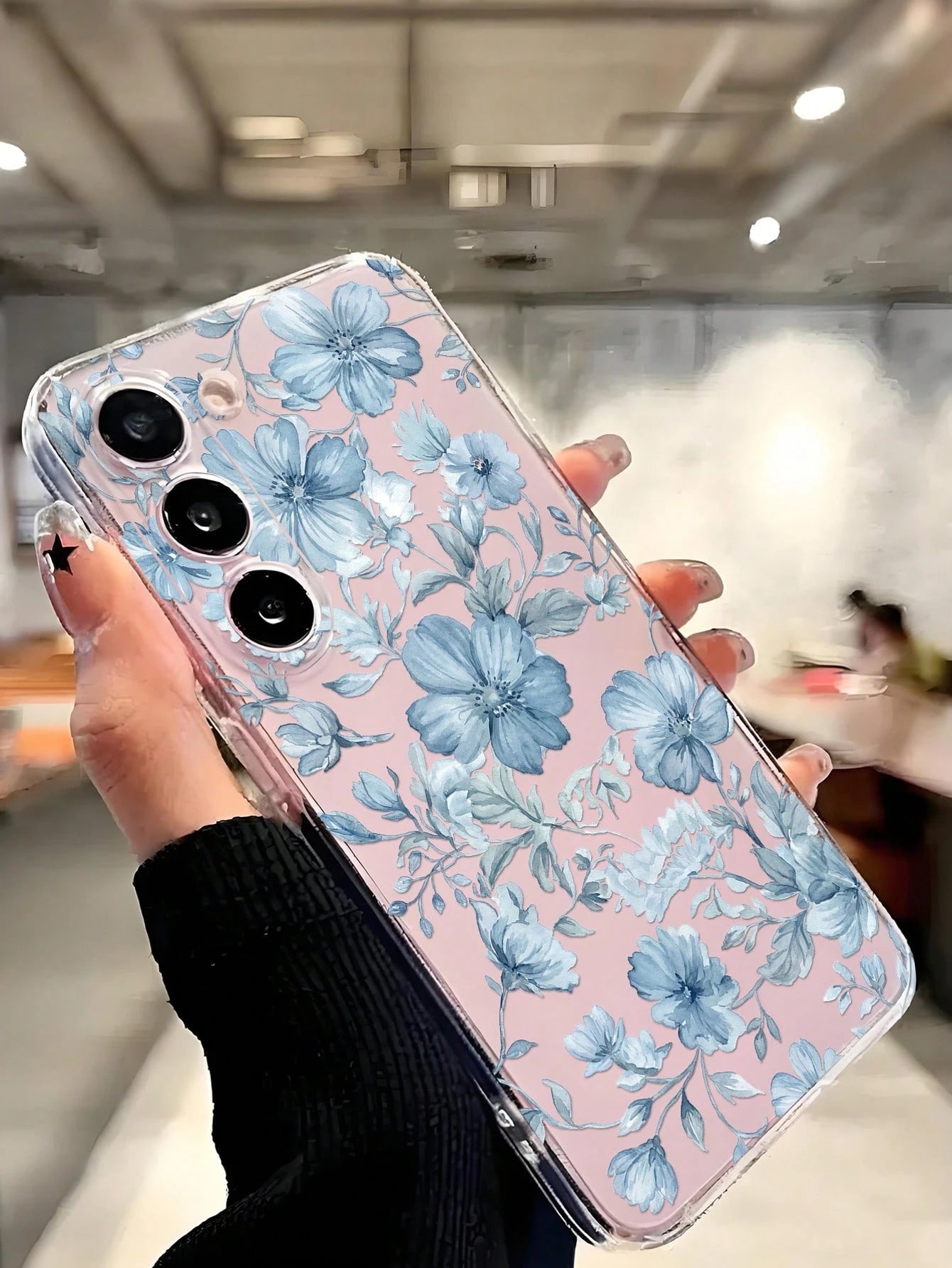 1pc Lucky Blue Flower Soft Phone Case, Compatible With Huawei Honor, Compatible With Redmi, Compatible With Galaxy A04e/12/A13/A14/A34/A50/A52/A53/A54/S21/S22/S23/S24/S25/S25Ultra, 6A/7A/8A, 12T/13T,I