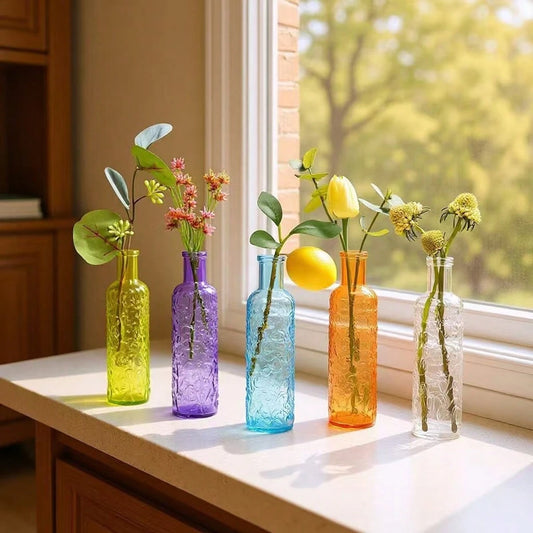 1pc Luxury Minimalist Glass Vase, Small Diameter Transparent Decor Vase For Living Room, Nordic Style Flower Arrangement