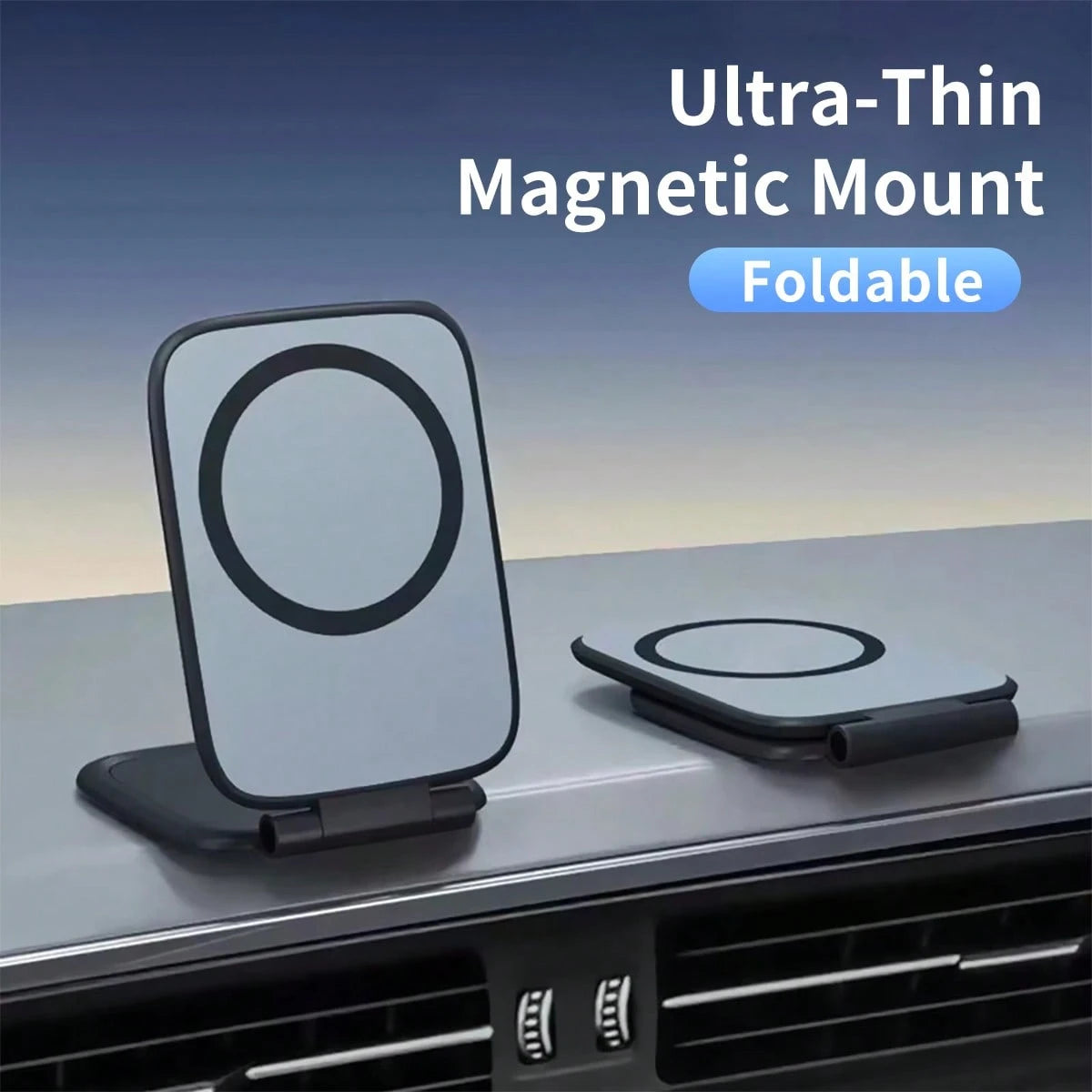 1pc Magnetic Double-Sided Car Phone Holder, Ultra-Thin Adjustable Phone Mount, Multi-Function Car Phone Navigation Bracket, Unisex Car Accessory, Dashboard Mount Compatible With IPhone And Android Pho