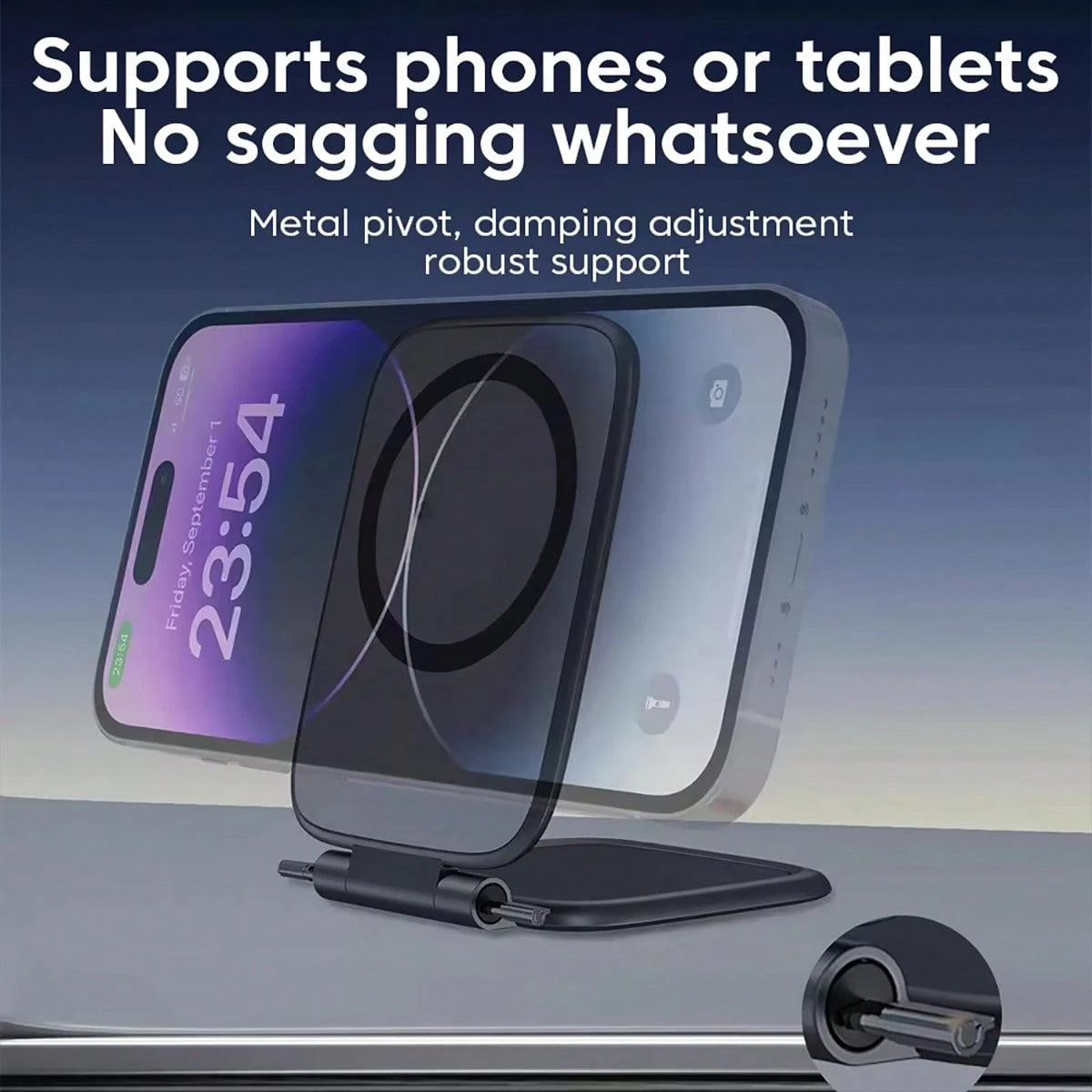 1pc Magnetic Double-Sided Car Phone Holder, Ultra-Thin Adjustable Phone Mount, Multi-Function Car Phone Navigation Bracket, Unisex Car Accessory, Dashboard Mount Compatible With IPhone And Android Pho