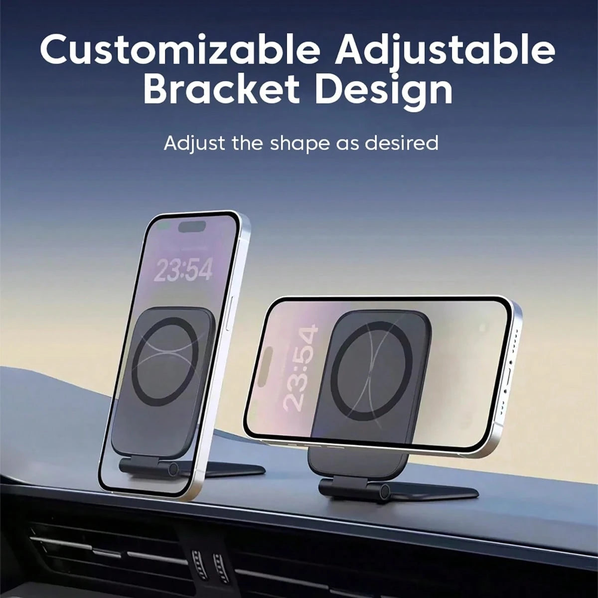 1pc Magnetic Double-Sided Car Phone Holder, Ultra-Thin Adjustable Phone Mount, Multi-Function Car Phone Navigation Bracket, Unisex Car Accessory, Dashboard Mount Compatible With IPhone And Android Pho
