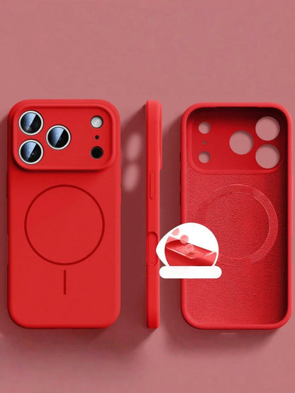 1pc Matte Liquid Silicone Minimalist Magnetic Phone Case Compatible With IPhone 17 AIR 16 15 14 13 12 Pro Max Plus, Wireless Charging Soft Silicone Back Cover