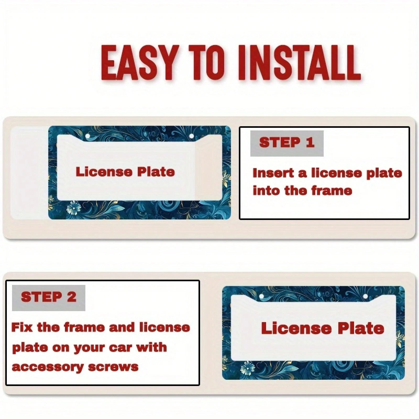 1PC Metal Frame License Plate, Dragonfly Design, Compatible With US And Many International Standards- Comes With Mounting Screws, Vehicle Decoration, Ideal Easter Gift (12X 6inch )