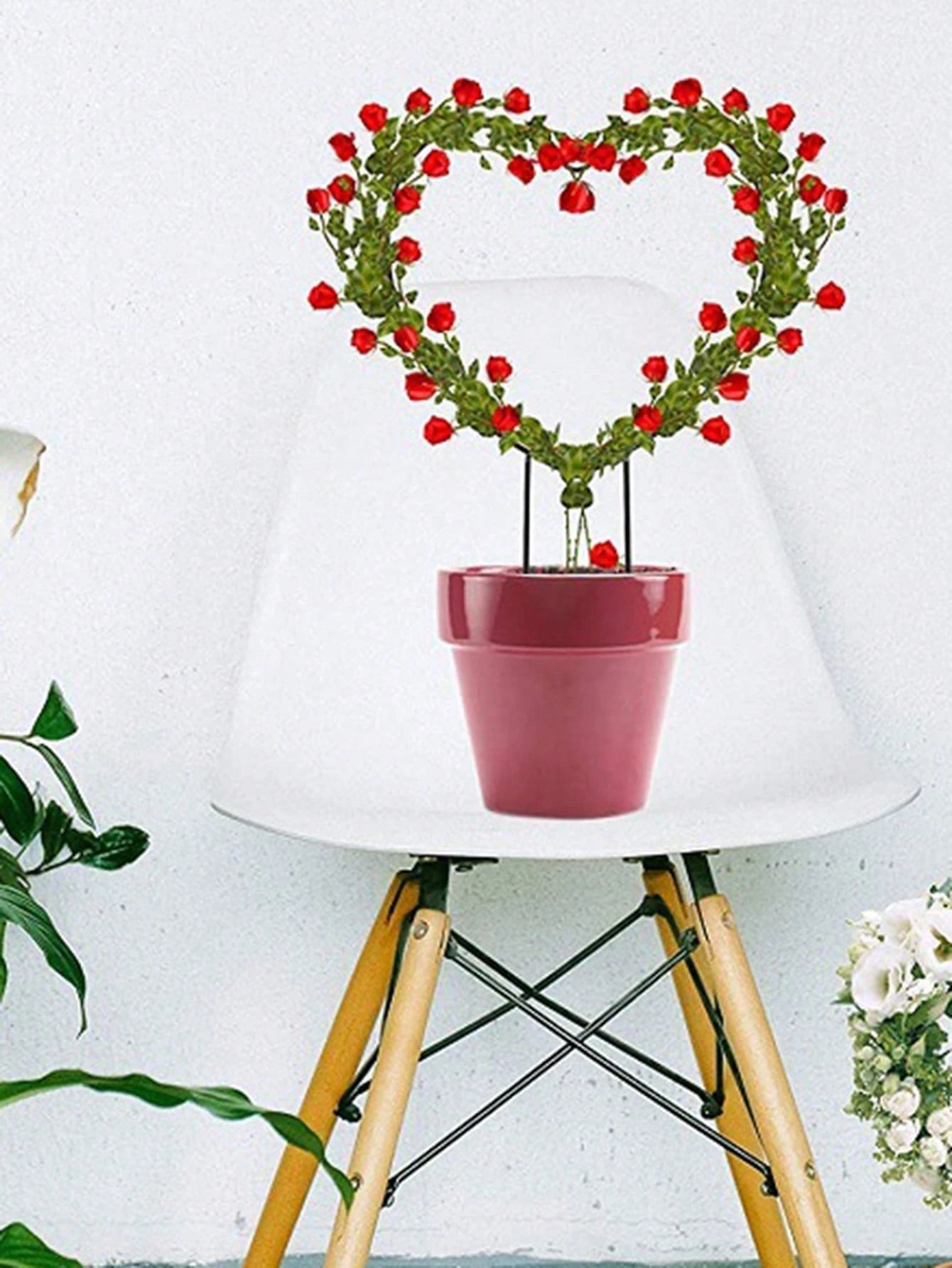 1pc Metal Garden Plant Trellis, Decorative Potted Plant Support Pole, Black Coated, Iron Climbing Plant Stand, Suitable For Flowers And Vegetables