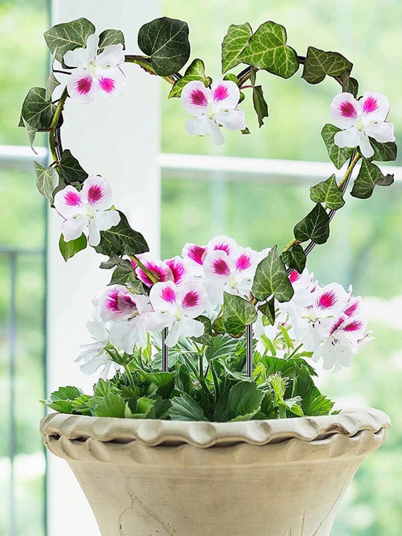 1pc Metal Garden Plant Trellis, Decorative Potted Plant Support Pole, Black Coated, Iron Climbing Plant Stand, Suitable For Flowers And Vegetables