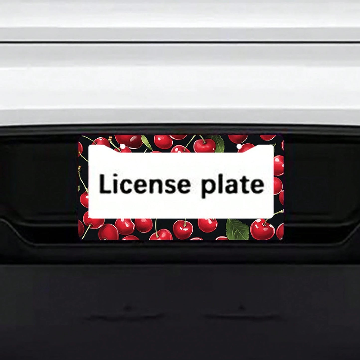 1pc Metal License Plate Frame, Red Cherry Pattern Decoration, Suitable For US And Most International Vehicles, Includes Mounting Screws, Car Decoration Accessory, Perfect For Adding Christmas Atmosphe