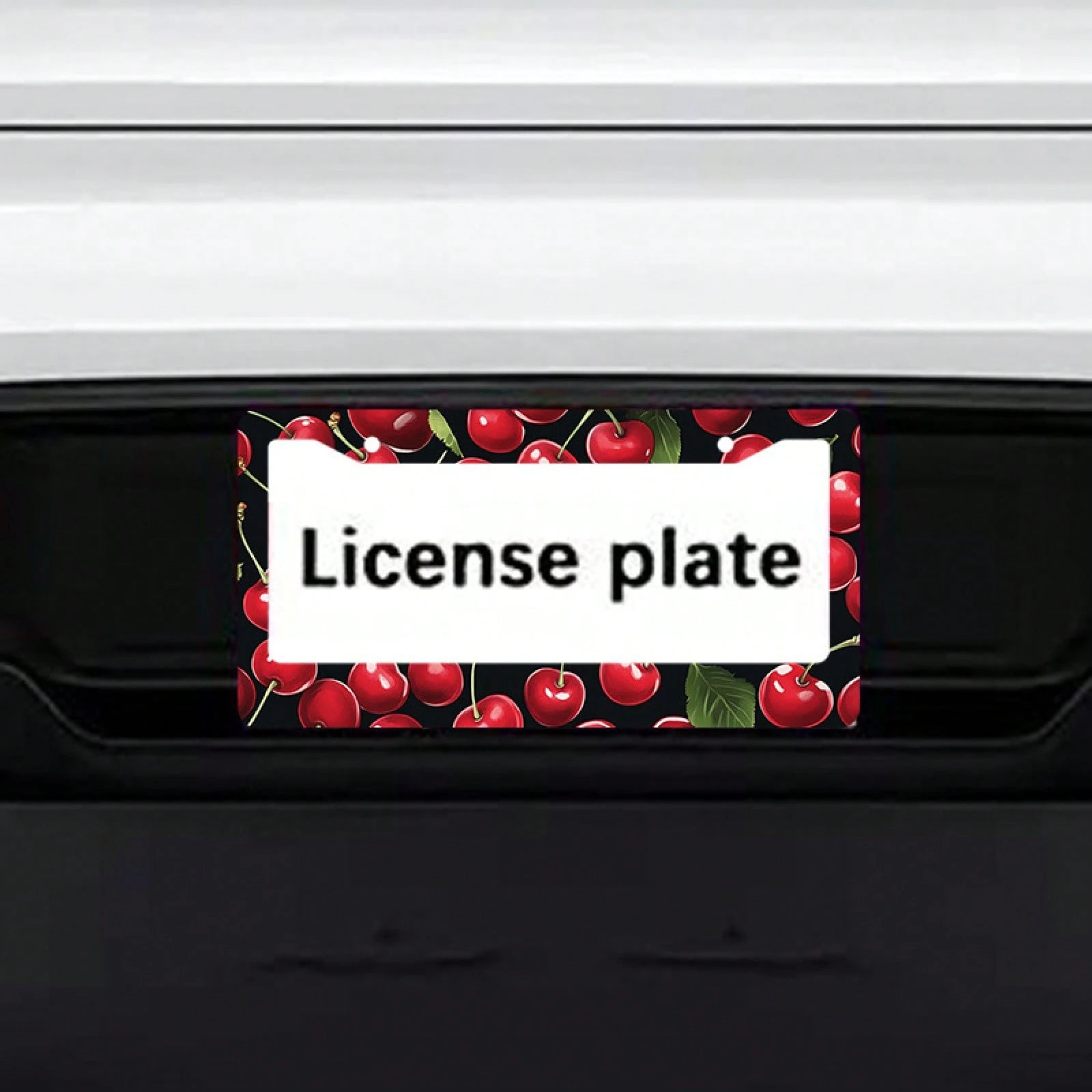 1pc Metal License Plate Frame, Red Cherry Pattern Decoration, Suitable For US And Most International Vehicles, Includes Mounting Screws, Car Decoration Accessory, Perfect For Adding Christmas Atmosphe