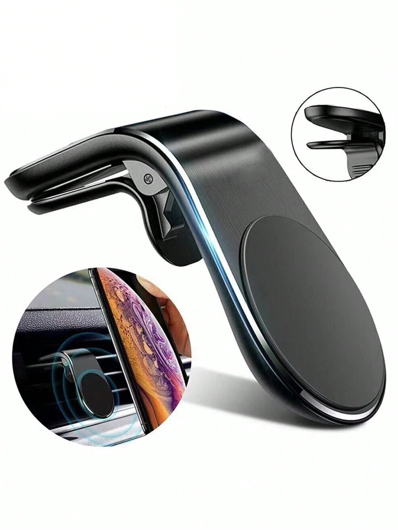 1pc Metal Round Mini Magnetic Phone Holder, Multi-Function Car Phone Navigation Mount, Dashboard Phone Holder, Compatible With IPhone And Android Phones, Birthday Gift, Car Accessories For Family And