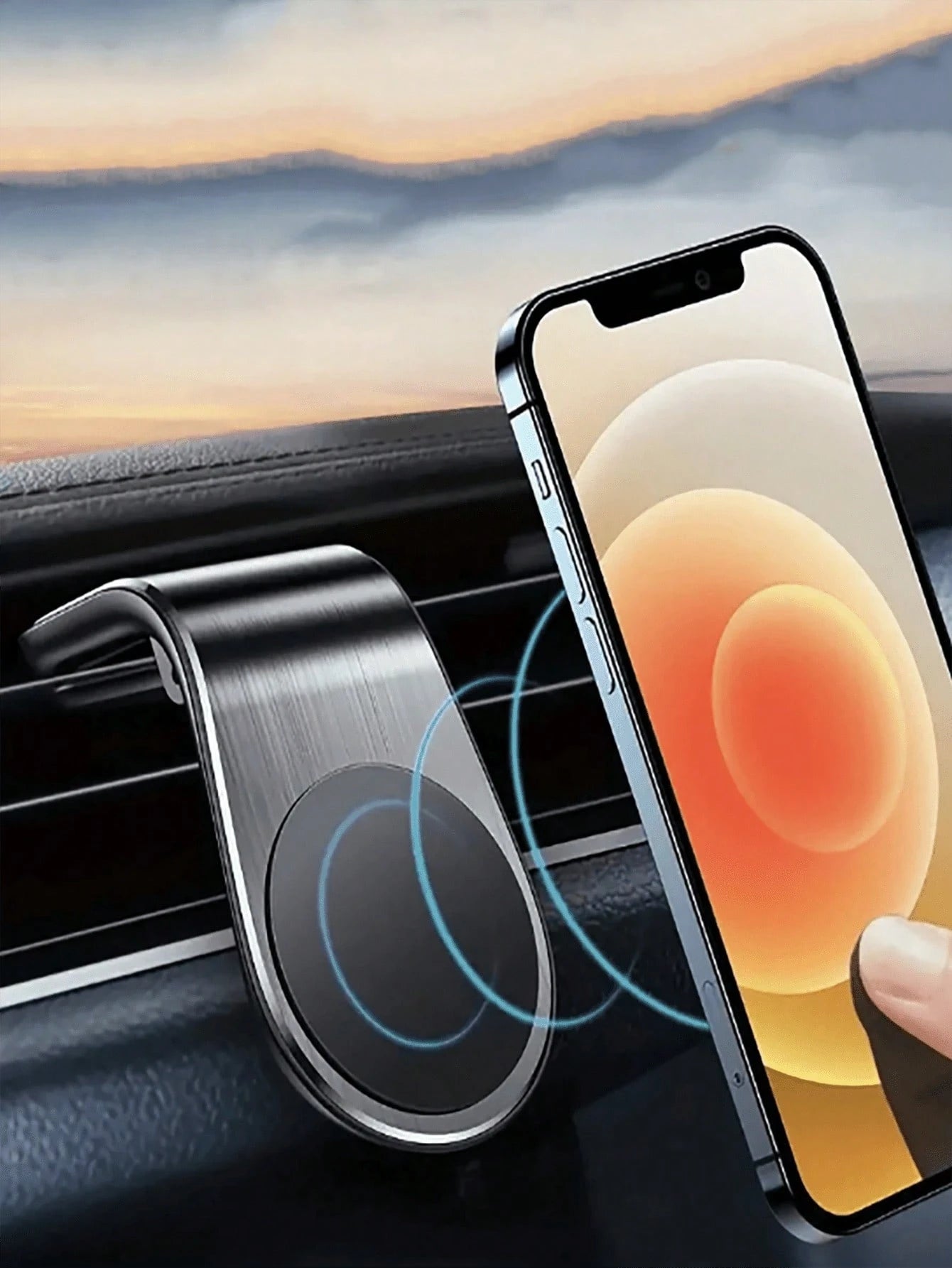 1pc Metal Round Mini Magnetic Phone Holder, Multi-Function Car Phone Navigation Mount, Dashboard Phone Holder, Compatible With IPhone And Android Phones, Birthday Gift, Car Accessories For Family And