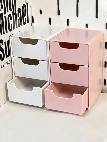 1pc Mini 3-Tier Drawer Storage Box, Suitable For Storing Jewelry, Hair Accessories, Earrings And Other Small Items, For Furniture, Office, Study, Bedroom, Bathroom. 3-Tier Desktop Storage Box, Office