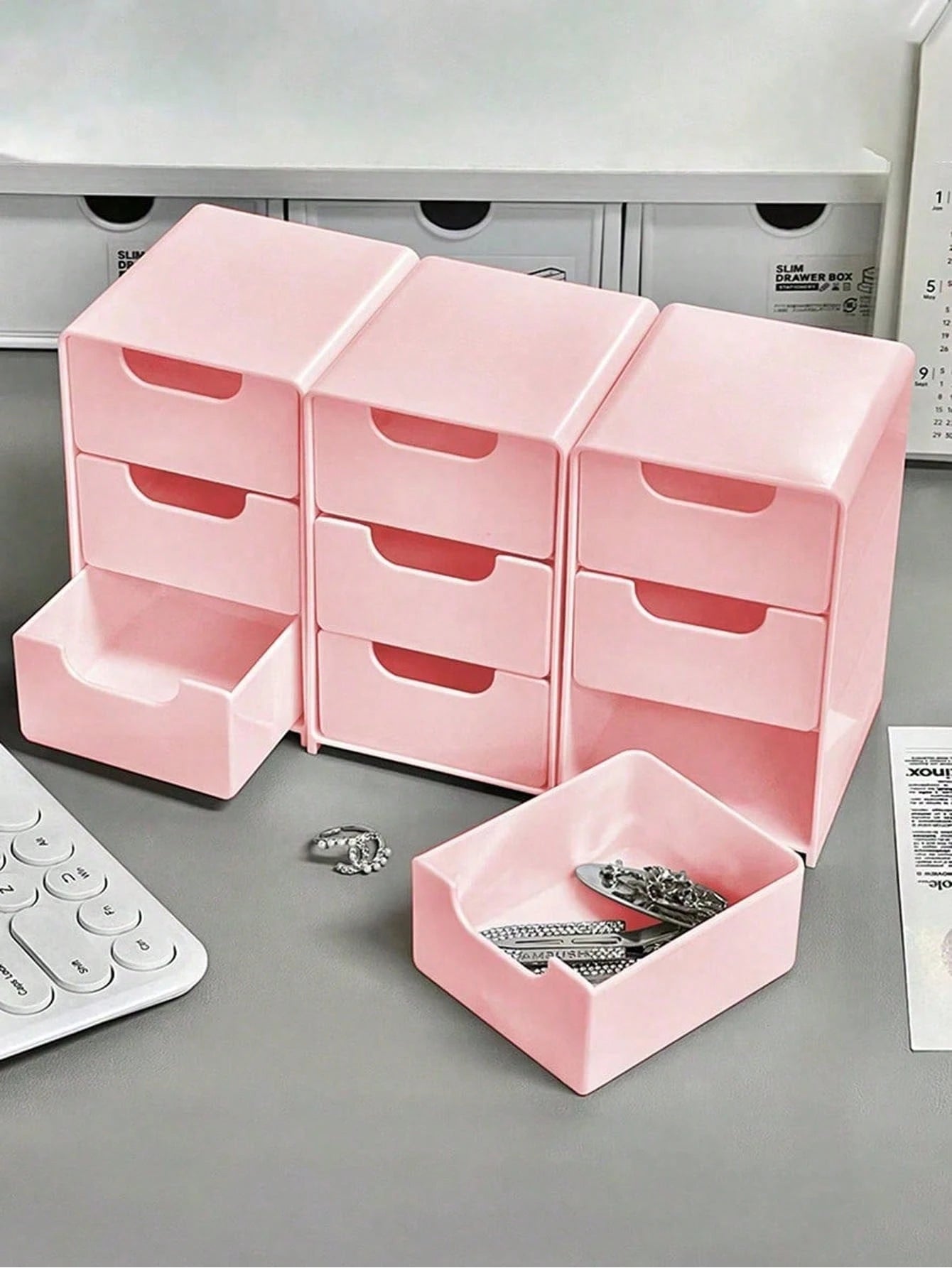 1pc Mini 3-Tier Drawer Storage Box, Suitable For Storing Jewelry, Hair Accessories, Earrings And Other Small Items, For Furniture, Office, Study, Bedroom, Bathroom. 3-Tier Desktop Storage Box, Office