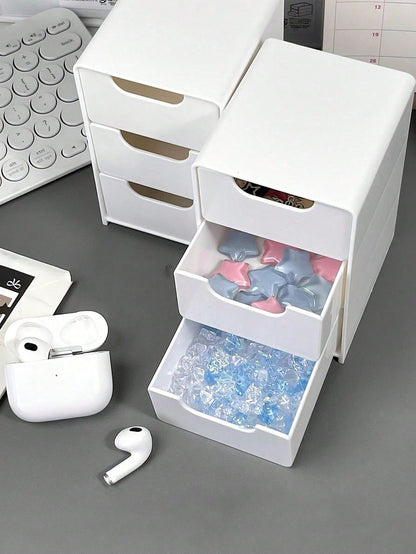 1pc Mini 3-Tier Drawer Storage Box, Suitable For Storing Jewelry, Hair Accessories, Earrings And Other Small Items, For Furniture, Office, Study, Bedroom, Bathroom. 3-Tier Desktop Storage Box, Office