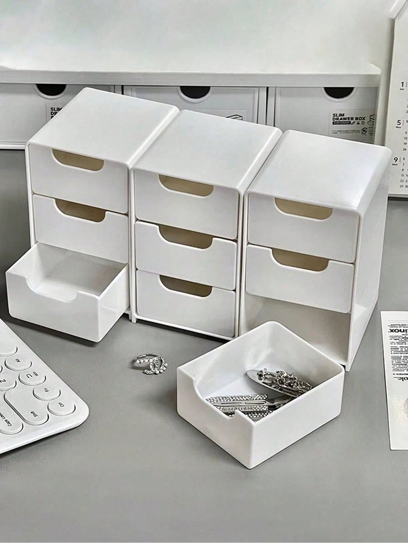 1pc Mini 3-Tier Drawer Storage Box, Suitable For Storing Jewelry, Hair Accessories, Earrings And Other Small Items, For Furniture, Office, Study, Bedroom, Bathroom. 3-Tier Desktop Storage Box, Office