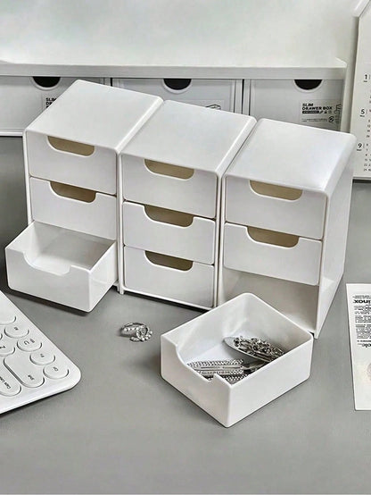 1pc Mini 3-Tier Drawer Storage Box, Suitable For Storing Jewelry, Hair Accessories, Earrings And Other Small Items, For Furniture, Office, Study, Bedroom, Bathroom. 3-Tier Desktop Storage Box, Office