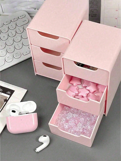 1pc Mini 3-Tier Drawer Storage Box, Suitable For Storing Jewelry, Hair Accessories, Earrings And Other Small Items, For Furniture, Office, Study, Bedroom, Bathroom. 3-Tier Desktop Storage Box, Office