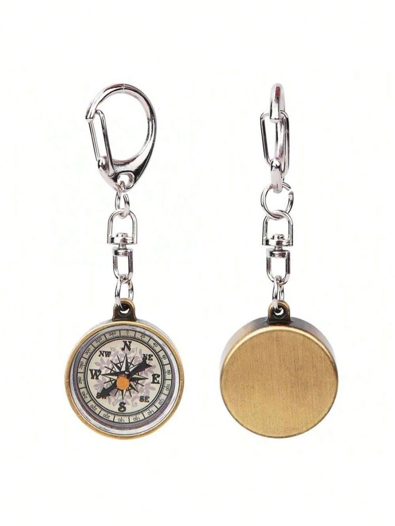 1pc Mini Compass Vintage Survival Zinc Alloy Pocket Compass With Key Ring Camping Compass Keychain Trekking Navigation Tools Car Accessories For Women Keychain For Bag