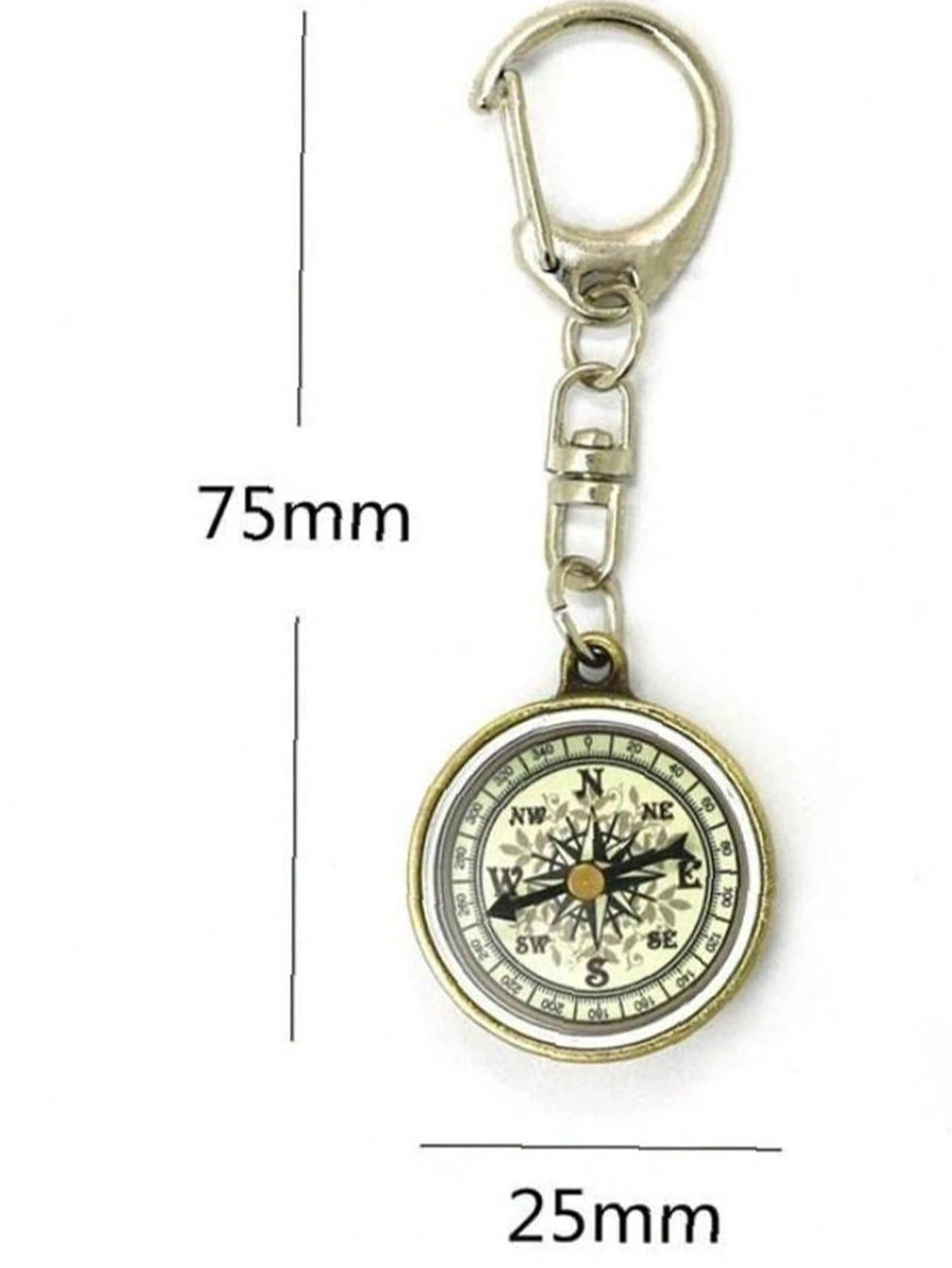 1pc Mini Compass Vintage Survival Zinc Alloy Pocket Compass With Key Ring Camping Compass Keychain Trekking Navigation Tools Car Accessories For Women Keychain For Bag