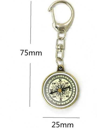 1pc Mini Compass Vintage Survival Zinc Alloy Pocket Compass With Key Ring Camping Compass Keychain Trekking Navigation Tools Car Accessories For Women Keychain For Bag