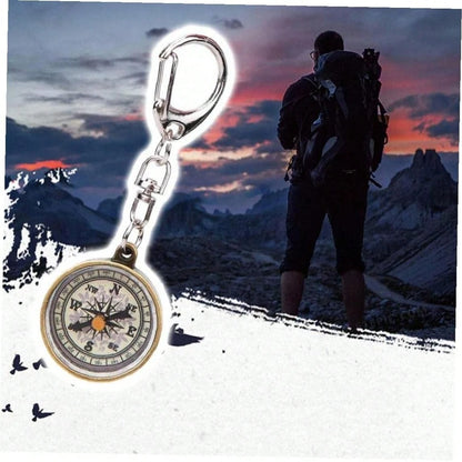 1pc Mini Compass Vintage Survival Zinc Alloy Pocket Compass With Key Ring Camping Compass Keychain Trekking Navigation Tools Car Accessories For Women Keychain For Bag