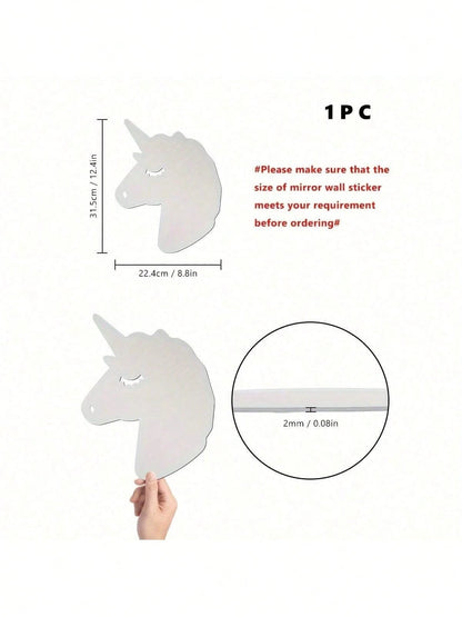 1PC Modern-Style Exquisite Unicorn-Patterned Decorative Mirror Sticker, Acrylic Mirror Wall Decal, Wall Art, Wall Decal Home Decor Bedroom Accessories