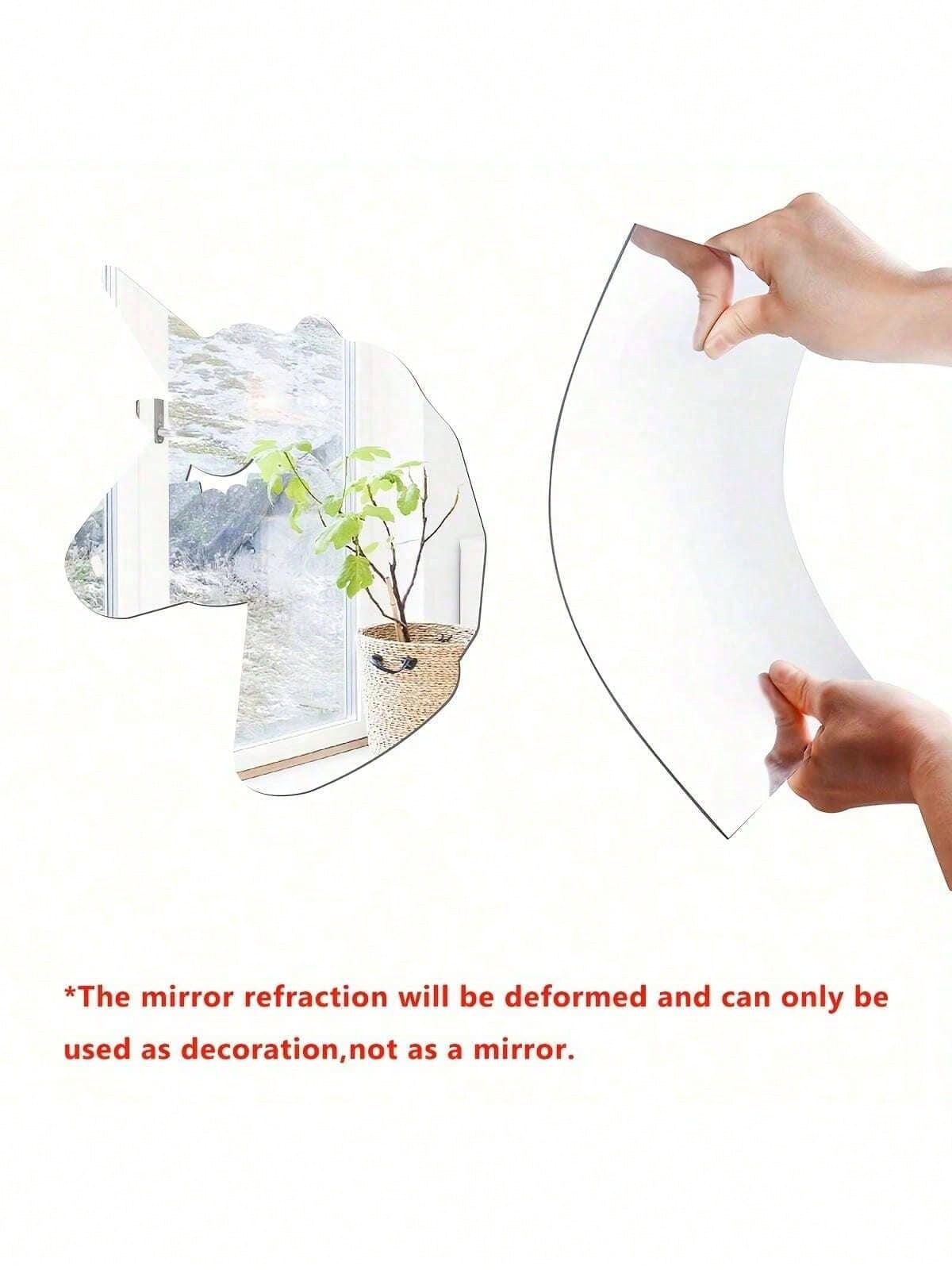 1PC Modern-Style Exquisite Unicorn-Patterned Decorative Mirror Sticker, Acrylic Mirror Wall Decal, Wall Art, Wall Decal Home Decor Bedroom Accessories