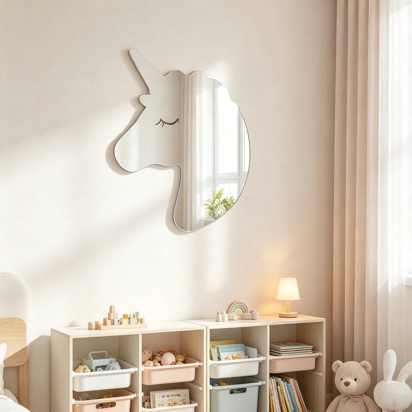 1PC Modern-Style Exquisite Unicorn-Patterned Decorative Mirror Sticker, Acrylic Mirror Wall Decal, Wall Art, Wall Decal Home Decor Bedroom Accessories